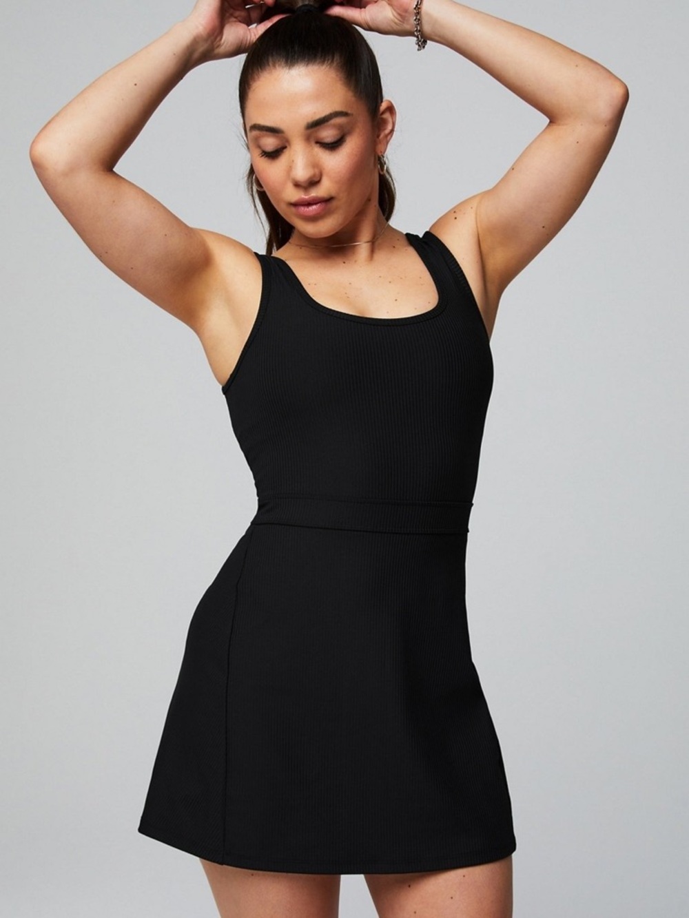 Fabletics Black Ribbed Tank Mini Dress